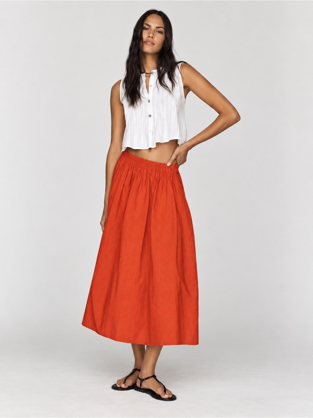 NWT Anthropologie Maeve Cotton Pintuck Midi Skirt